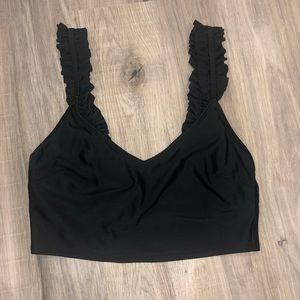 AERIE BLACK RUFFLE BIKINI TOP XS